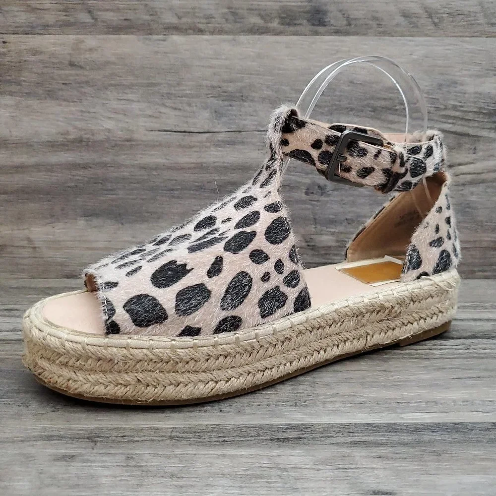 ❤️ 283 BellaMarie Moira Animal Print Brown Leopard Ankle-Strap Espadrille Sandal